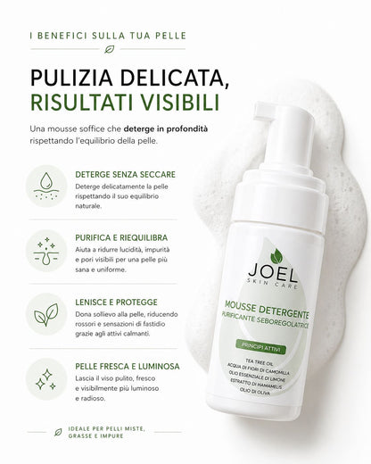 Mousse detergente viso purificante e delicata