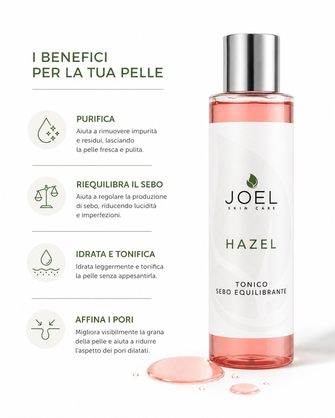 Tonico Sebo equilibrante HAZEL - Purificante e Riequilibrante