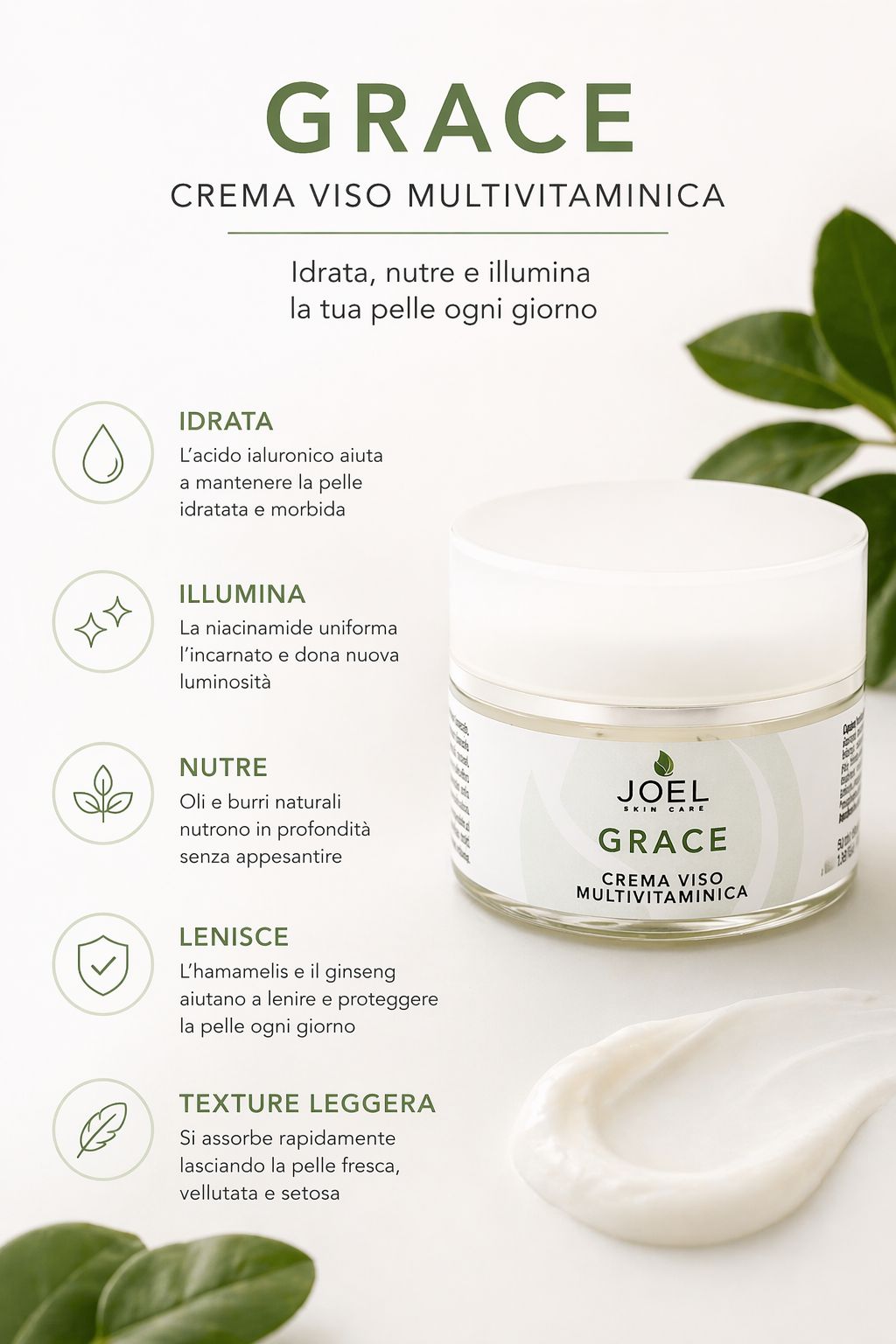 Crema viso multivitaminica GRACE - Idratante e Illuminante