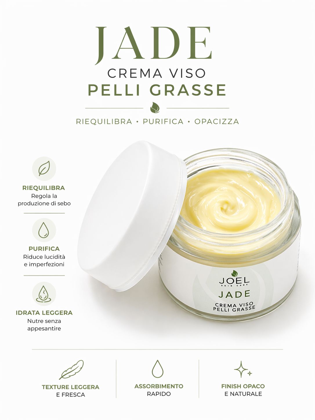 Crema viso pelli grasse JADE - Pelle riequilibrata
